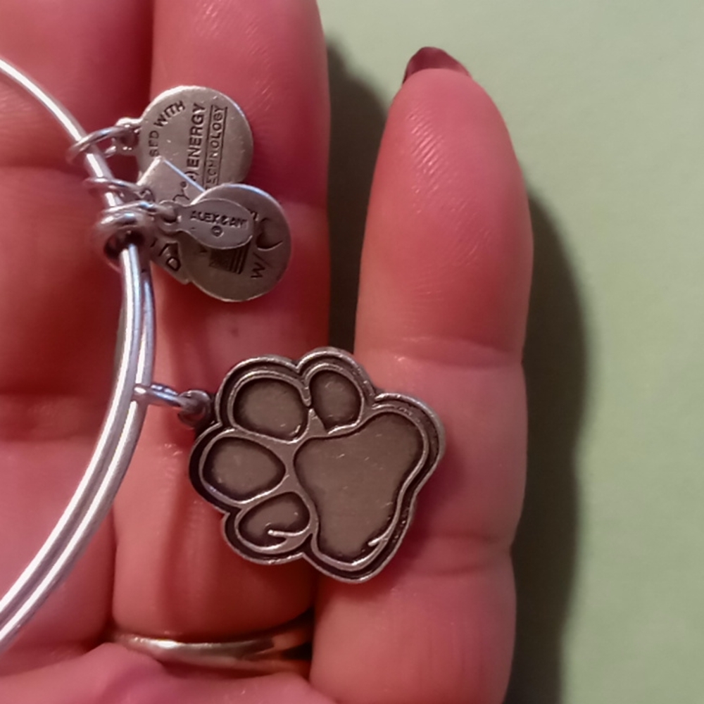 Alex and Ani ASPCA support puppy paw charm bangle bracelet in silver. - Picture 4 of 4